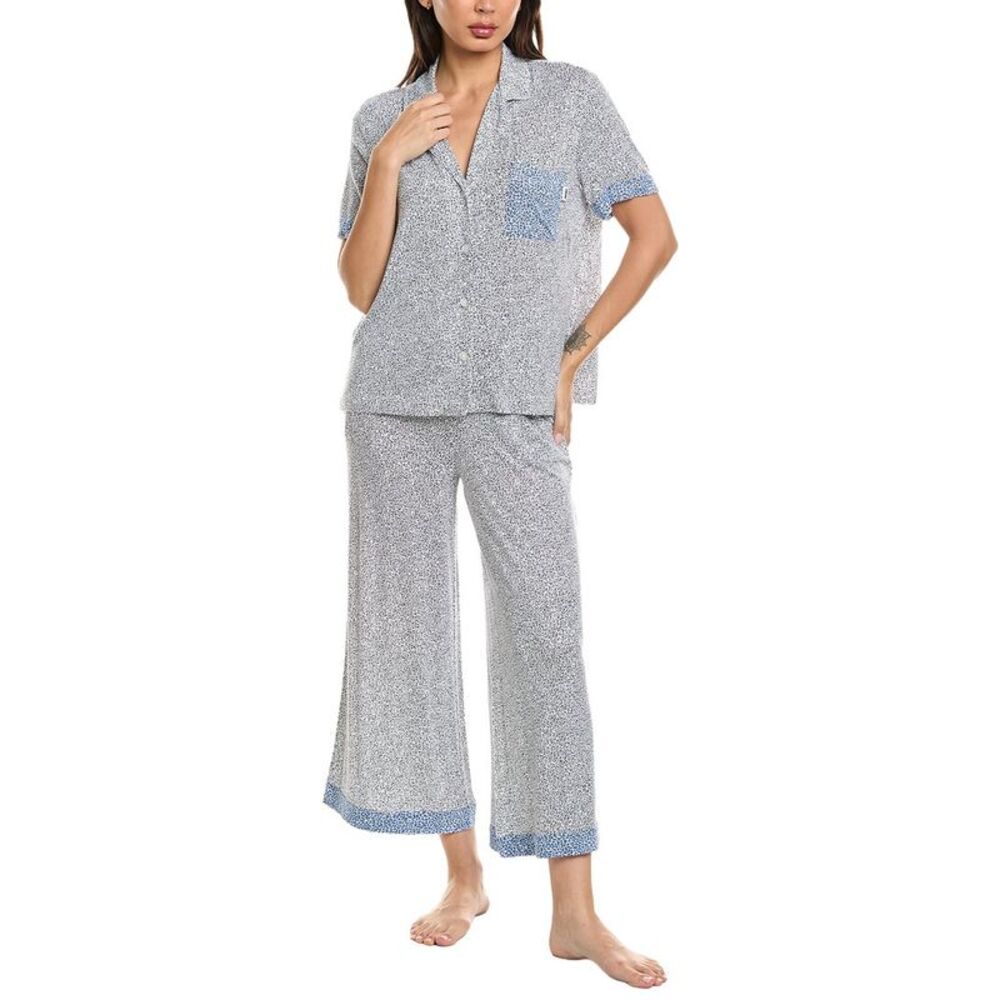 Dkny Womens 2Pc Notch Top & Crop Pant Sleep Set, White